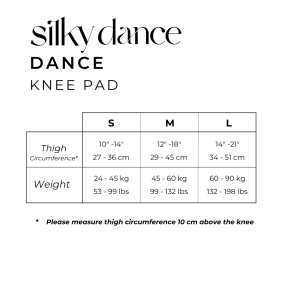 Silky Dance Dans Knee Pads maattabel