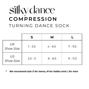 Silky Dance Compression Turning Socks with Grips maattabel