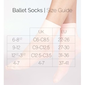 silky dance balletsokken maattabel