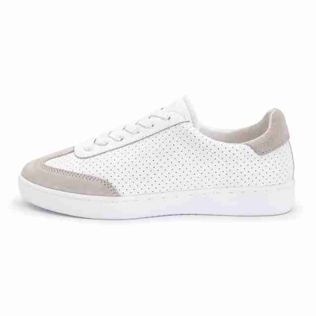 Suny Anna Kern 7020 Suede Wit-Beige Danssneakers met Volledig Zool en Draaipuntenool