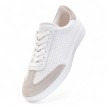 Suny 7420 Suede Wit-Beige Danssneakers met Volledig Zool met flexibele en lichte buitenzool