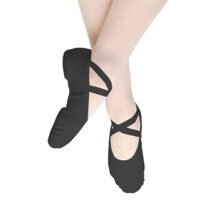 Papillon zwarte Balletschoenen van canvas met kruisbanden PK1014-900