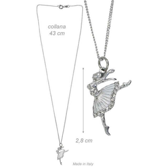 Alista Dancer Basics Alista Ballerina Ketting met Zilverkleurig Strass