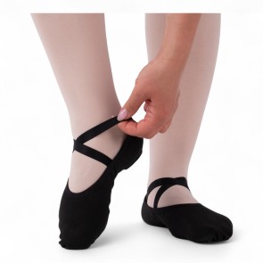 Papillon zwarte Balletschoenen van canvas met kruisbanden