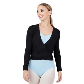Capezio Ribbed Knit Wrap Sweater black
