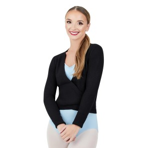 Capezio Ribbed Knit Wrap Sweater zwart